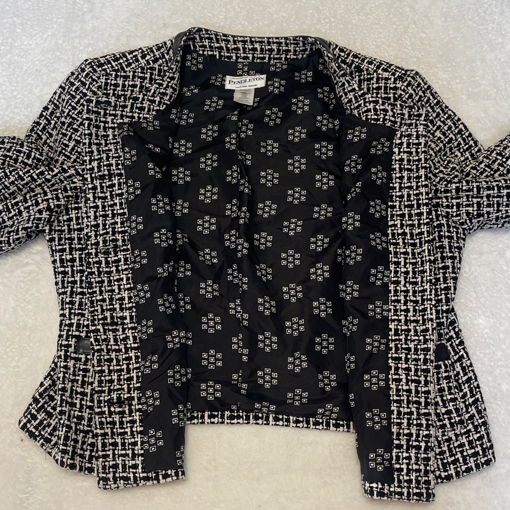 Pendleton Houndstooth Tweed Collarless Mod Preppy… - image 6